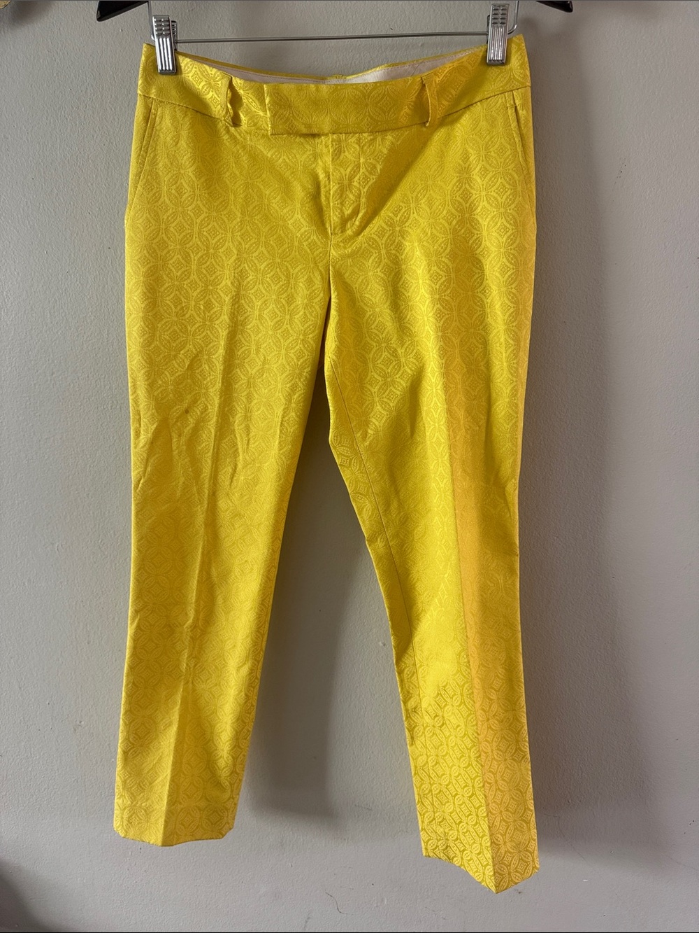 Banana Republic Yellow Jacquard Cropped Dress Pants